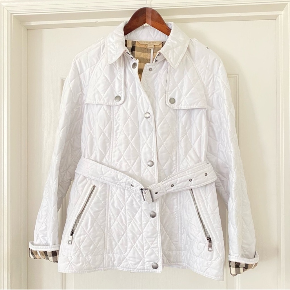 Burberry White Quilted Brit Jacket